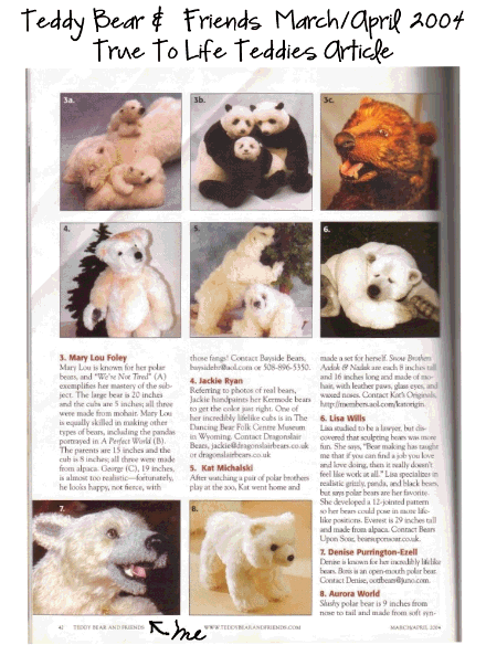 Handmade Teddy Bears by award winning custom made Mohair Teddy Bear artist, Denise Purrington Teddy Bear and Friends article